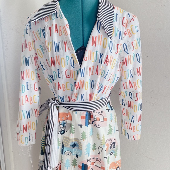 HANDMADE ABC DIFFERENT PATTERN COLORFUL RAINBOW WRAP DRESS SIZE M/L. - Picture 2 of 16